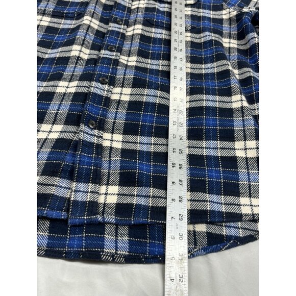 Orvis Flannel Shacket Shirt Men's XL Blue Plaid Heavyweight Barn Chore Jacket - Picture 6 of 11